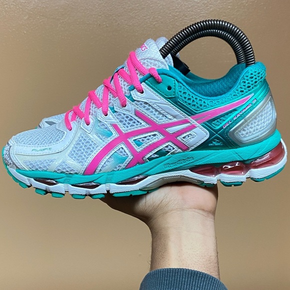 ASICS Gel Kayano 21 Women’s Running Sneakers Size 8 “White Pink Emerald Green” - Picture 3 of 16